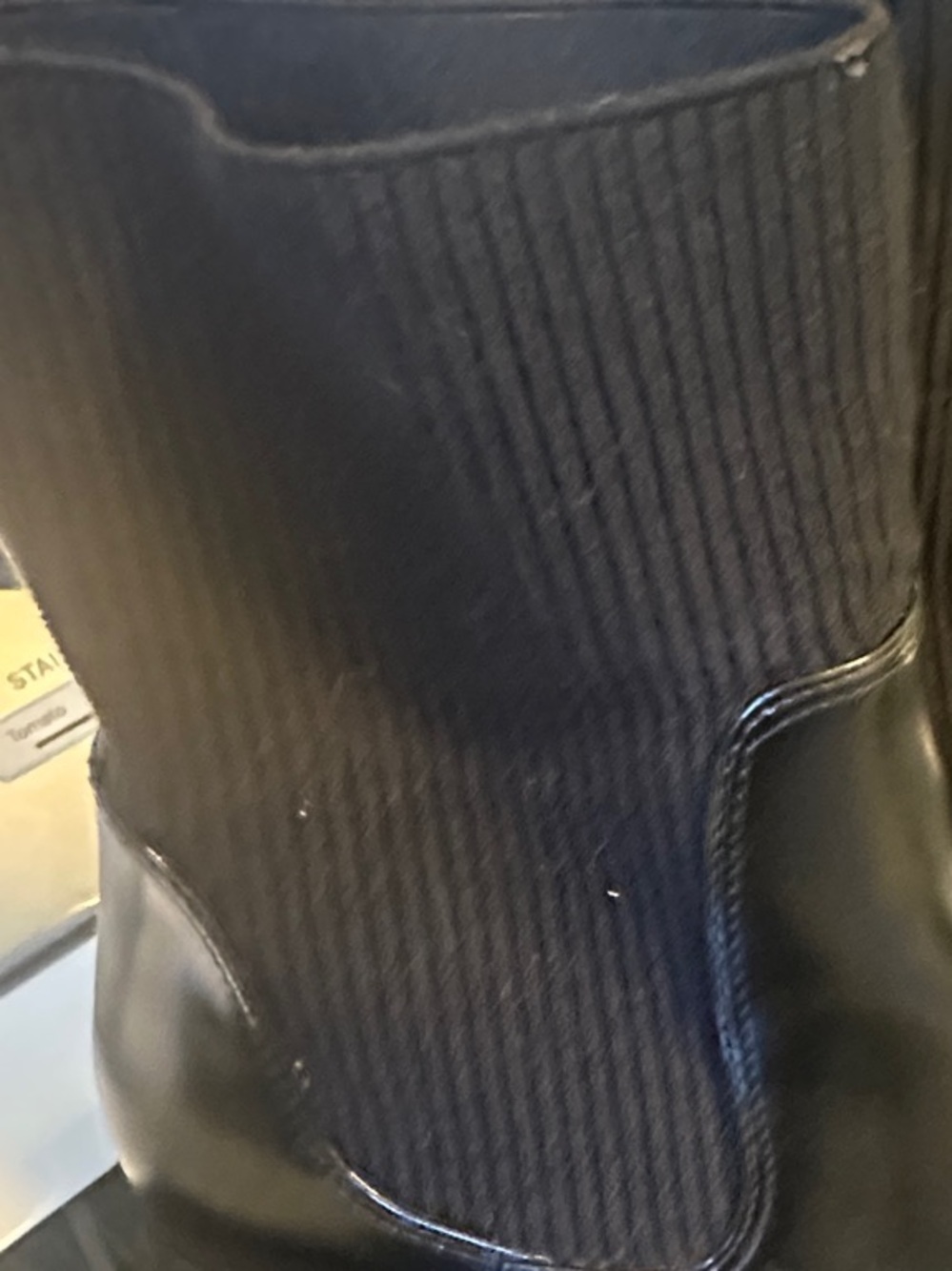 Zara Black Ribbed Chelsea Ankle Boots